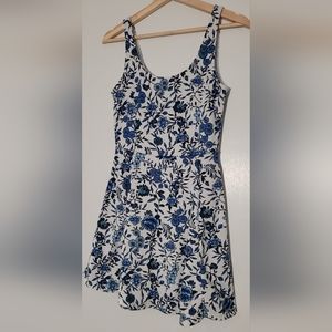 Blue Floral Fit and Flare Dress